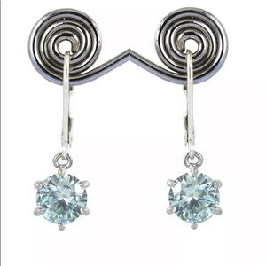 3 karats Certified Blue Diamond Solitaire Dangle Earrings